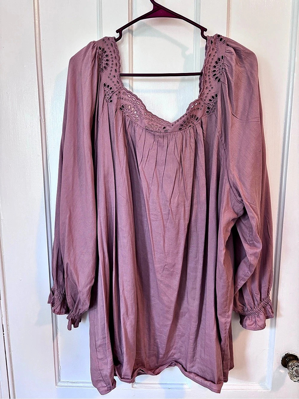 LC Lauren Conrad Squareneck Peasant Top Eyelet Tunic in Pink Size 3X NWT